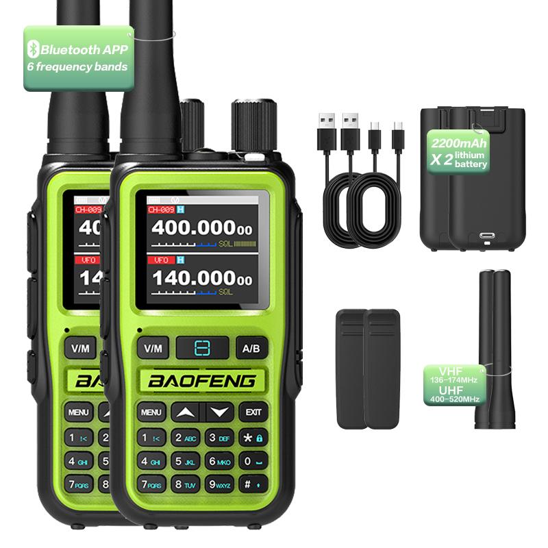 Twin Pack Baofeng UV-5R Mini 5W Radios | Bluetooth Channel Sync + NOAA Storm Reports | Type-C Rechargeable for Emergencies