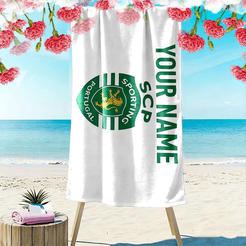 Custom Name,Sporting CP Print Beach Towel, Large Soft Quick Dry Towel for Beach Camping Swimming