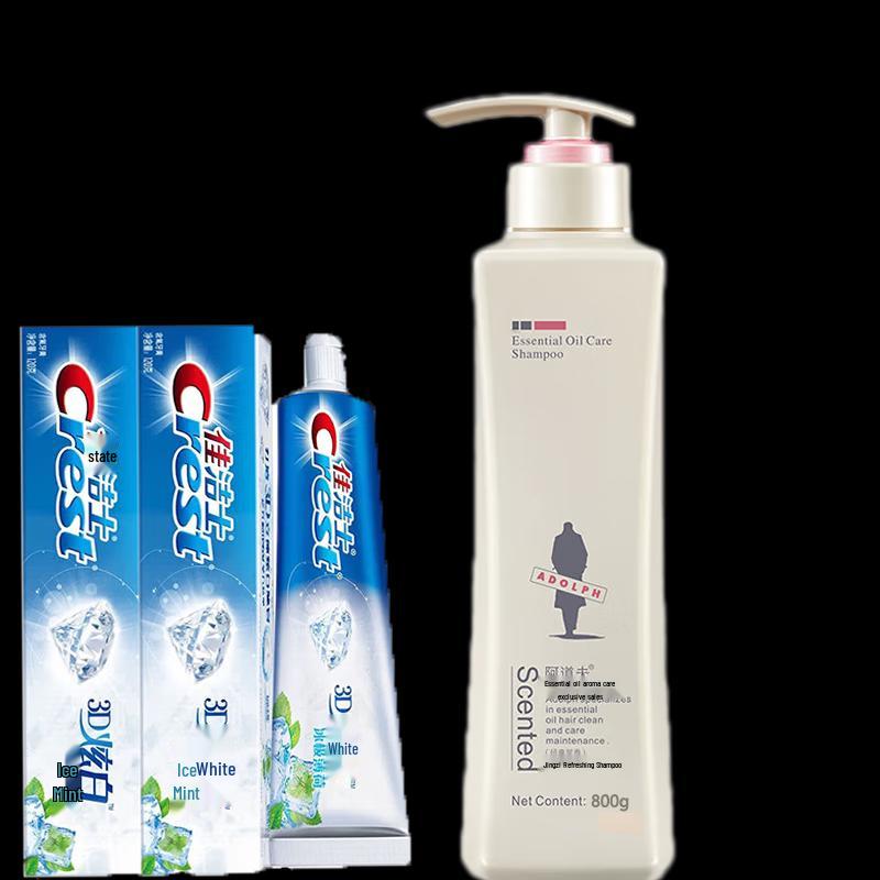 

Crest 3D White Toothpaste & Adolph Shampoo Bundle
