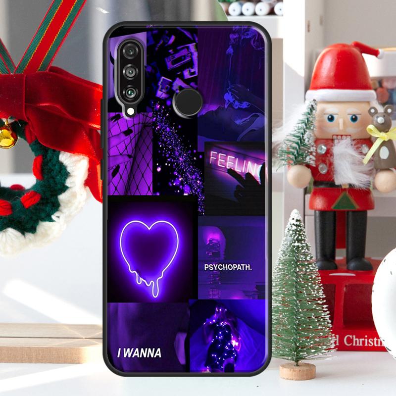Purple Colour Neon Light For Honor 50 Pro X7 X8 X9 Case For Huawei P20 P30 P50 P40 Lite P Smart Z 2019 Nova 9 5T