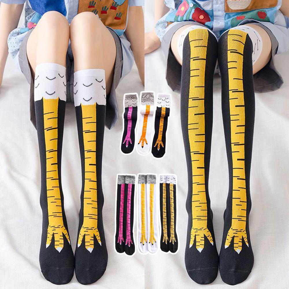Funny Over-knee Socks Trendy Chicken Feet Socks for Women Fitness Sports Casual Socks