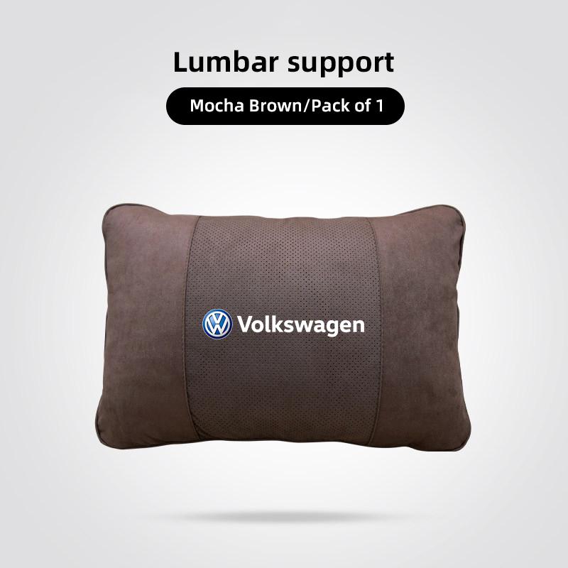 Car Suede Headrest Seat Neck Pillow Head Support For VW Tiguan Arteon Taigo Caddy CC e-up Golf Polo Passat Jetta Amarok Hub Cap