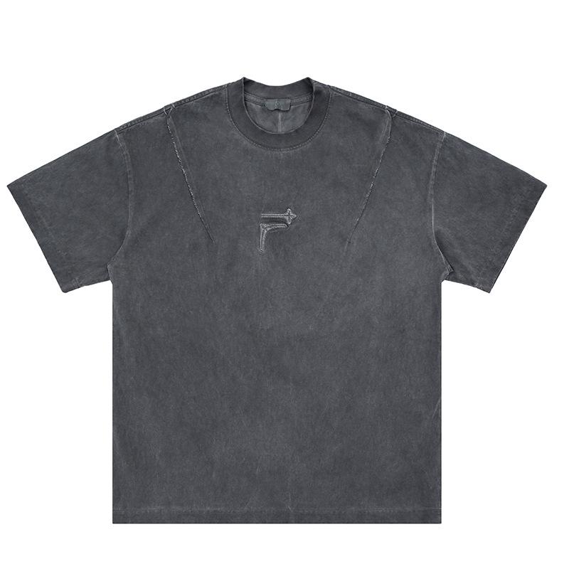 

Мужская уличная одежда весна-лето свободный повседневный топ с круглым вырезом и коротким рукавом футболка M серый