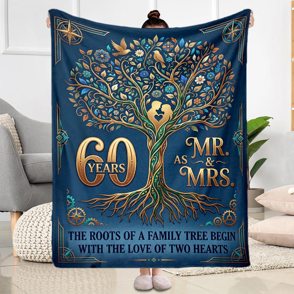 Family Tree Roots Begin Love Flannel Blanket-Soft and Suitable for Sofas,Beds,Offices,Travel,All Seasons,Great Gift for Holidays and Birthdays.