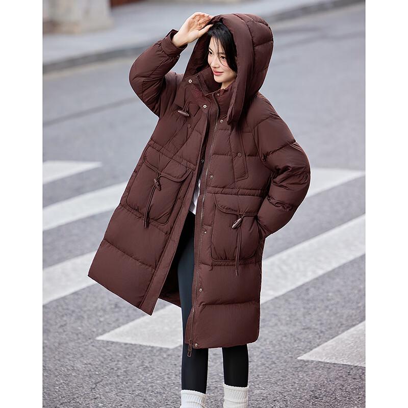 Fleeting Time Women's Elegant Hooded Mid-Length Down Jacket 255619Y1