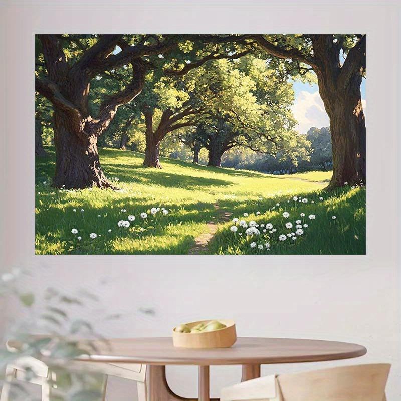 1 piece of Sunshine Forest themed background cloth - vibrant outdoor natural scenery, trees, grass, and flowers - birthday party