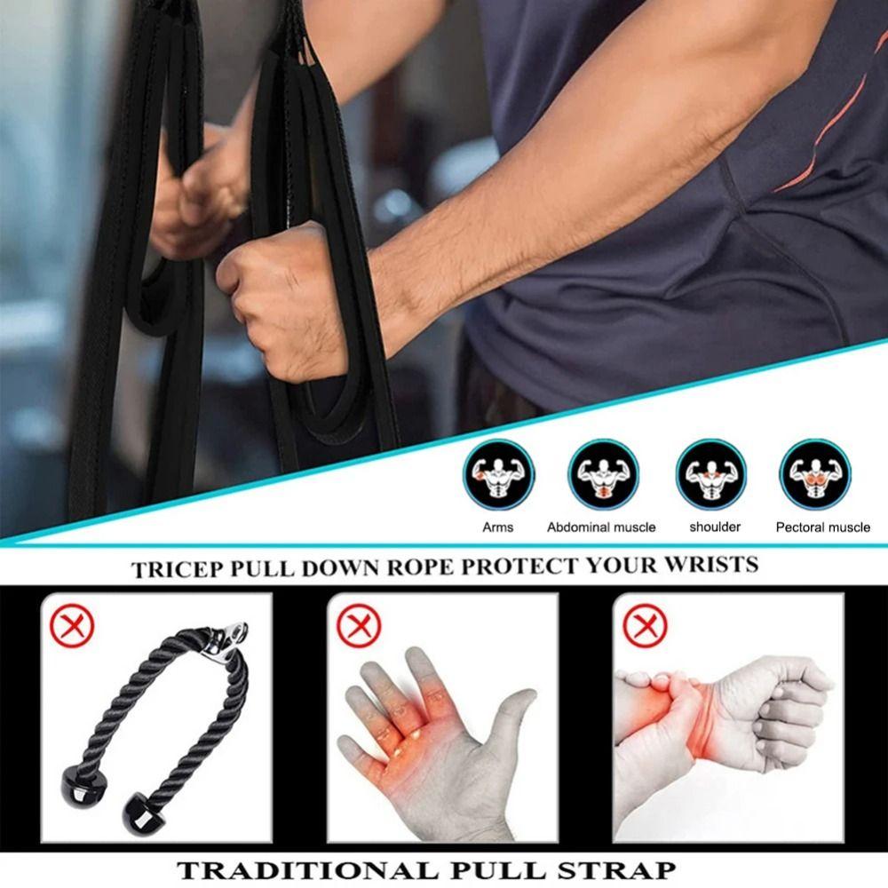 Muscle Training Long Triceps Strap Anti-Slip Pull Down Rope Arm Strength Rope  Crunches