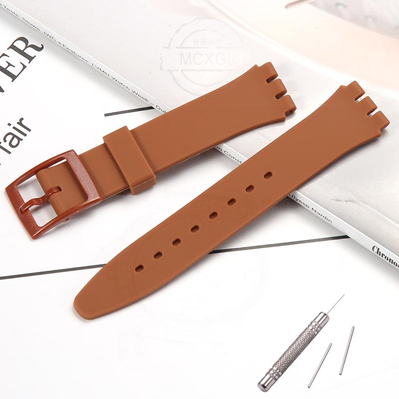 Silicone Watch Band For Swatch 17mm 19mm 20mm Pin Buckle Waterproof Bracelet Wristband Watch Accessories