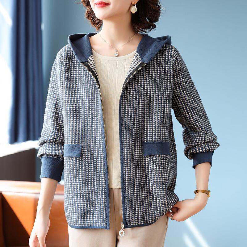 Baolianduo Women's Hooded Zipper Knit Jacket