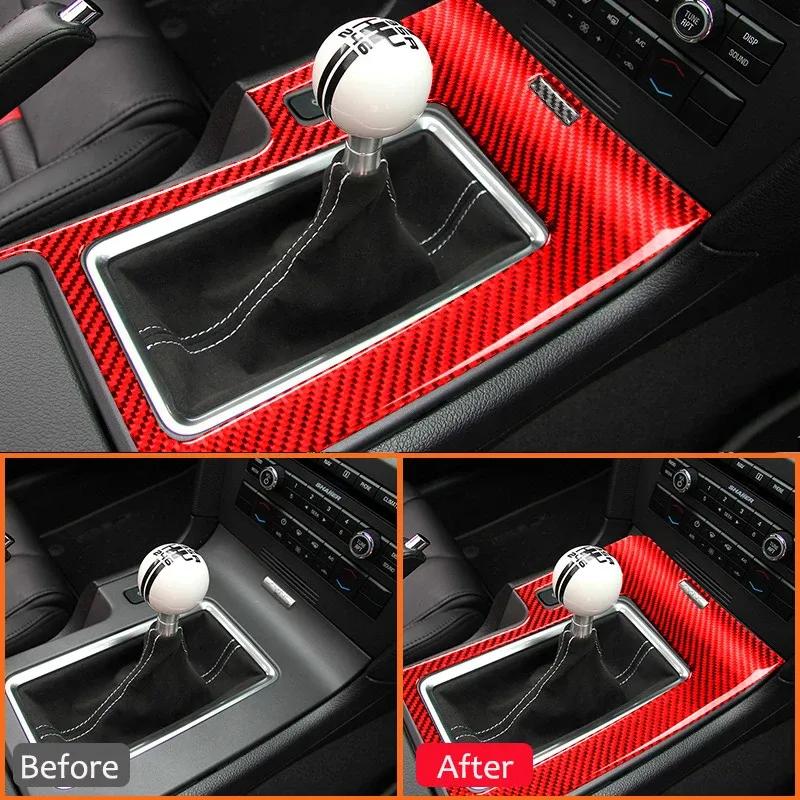 For Ford Mustang 2009-2013 Accessories Carbon Fiber Car Interior Central Console Gear Shifter Panel Frame Decoration Sticker