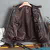Męska kurtka motocyklowa vintage z prawdziwej skóry, dopasowana, ze stójką, kurtka motocyklowa, importowana skóra bydlęca licowa