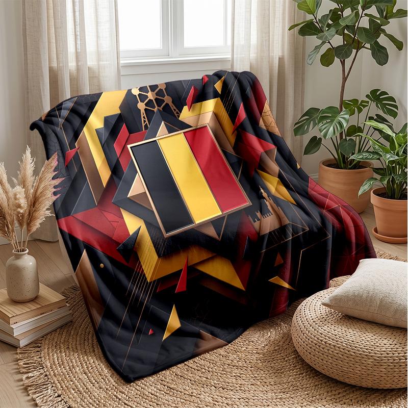 Belgium Football Printed Flannel Blanket Skin Friendly Warm Decorative Throw for Indoor Couch Bed Daily Use
