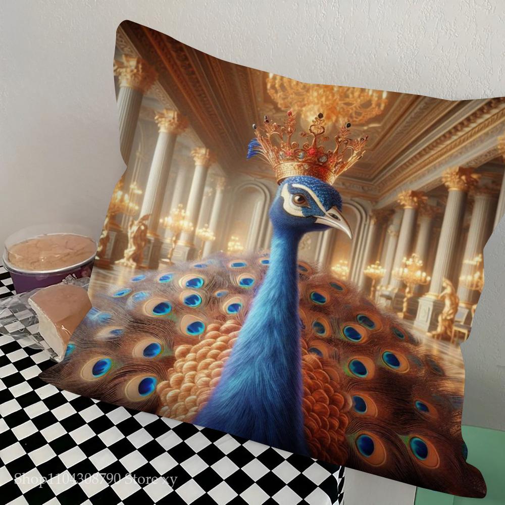 1pc Nordic Style Peacock Oil Pillow Case Square Bedroom Sofa Leisure Comfort Cushion Car Living Room Home Decoration