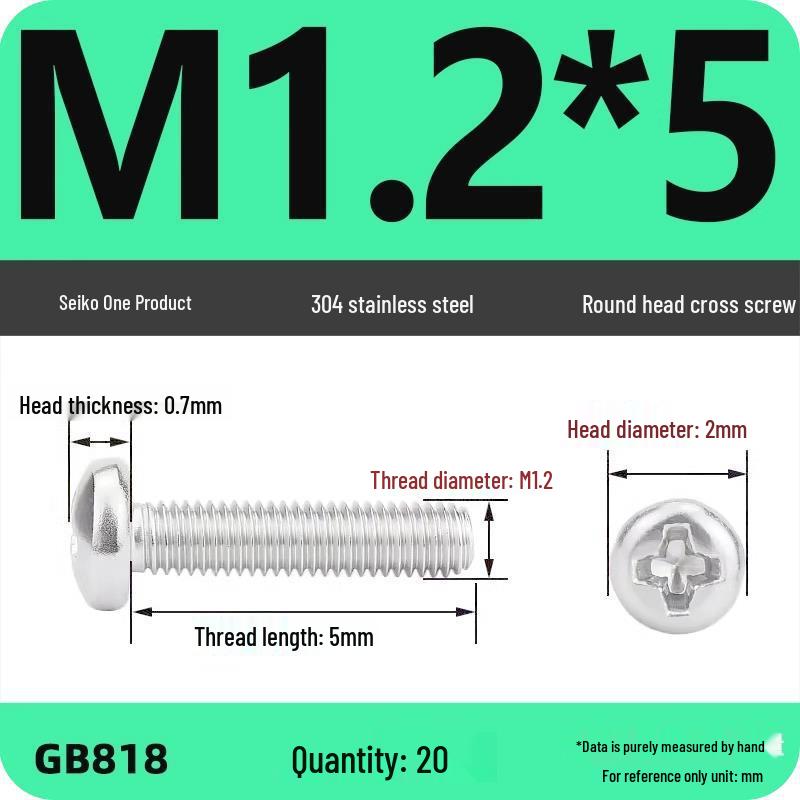 Phillips Pan Head Machine Screws, 304 Stainless Steel, Sizes M1-M10