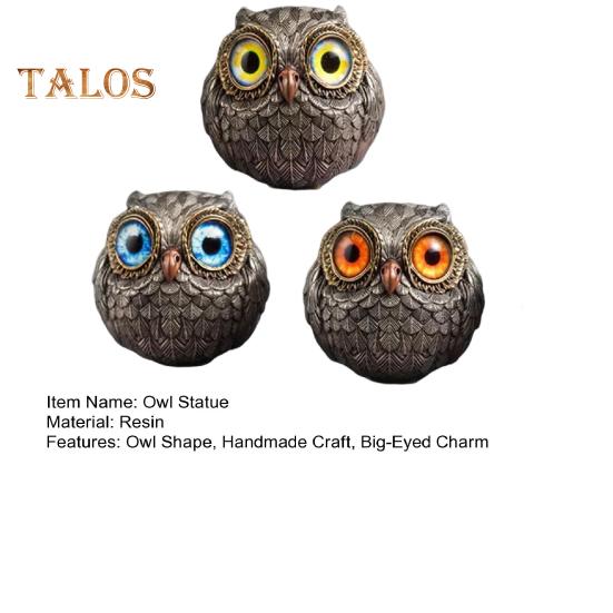 1/3 szt. Ręcznie robiona realistyczna statua sowy z dużymi oczami, misterne pióra, metalowa figurka sowy, wystrój domu