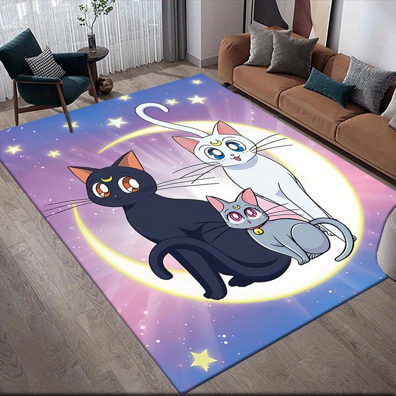 Sailor Moon Luna&Cat Family Area Rug, Sailor Moon Fan Soft Carpet, Perfect Gift.chl 60x90cm