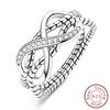 New Original 925 Sterling Silver Rings Stackable Infinite Silver Zircon Ring For Women Wedding Anniversary Birthday Jewelry Gift