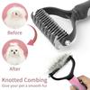 Cat Hair Removal Comb Dog Hair Removal Brush Stainless Steel Double Sided Pet Grooming Brush Removing Tangles Cat Accessories