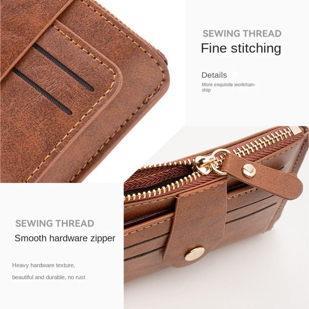 Simple PU Leather Women's Card Bag Zipper Large Capacity Men's Wallet Business Card Holder for Male And Female