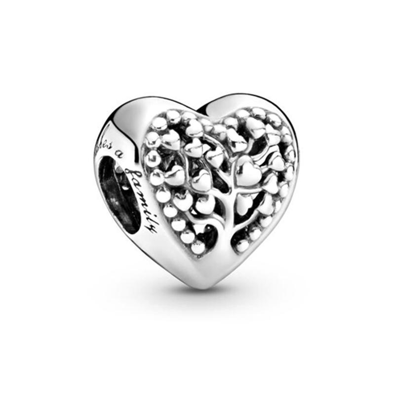 Europeans DIY Angel Mom Heart Sparkling Paw Print Cherry Blossom Charm Beads Fit Original Silver Bracelet Jewelry