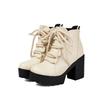Kurze Stiefel und Stiefeletten Retro Dicke Seile Römische Stiefel Hoher Absatz Professionelle Stiefel 40-46 Große Größen Stiefel