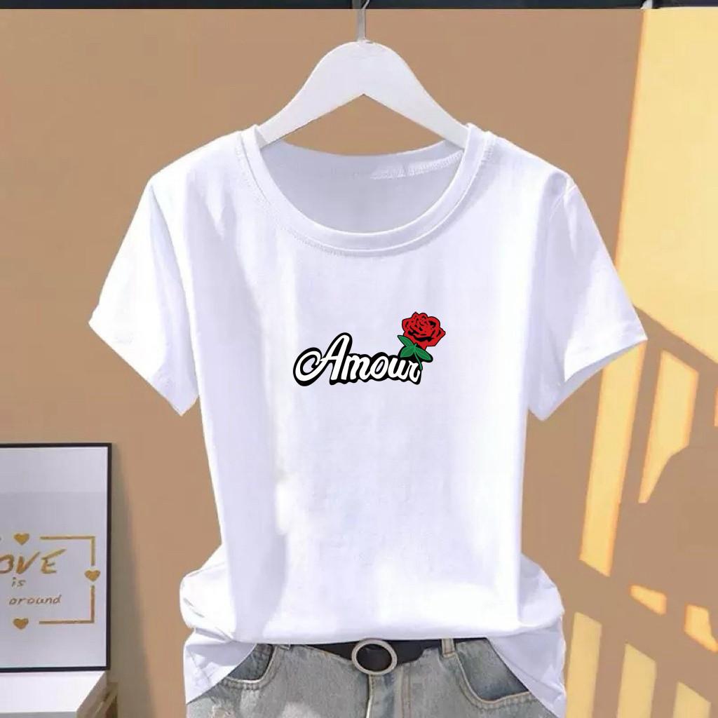 Women's Summer 2026 Bear Print Casual Loose Round Neck Short Sleeve T-Shirt