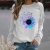 Women's Fashion Casual Print Round Neck Sweater Loose Sports Tops Pullover