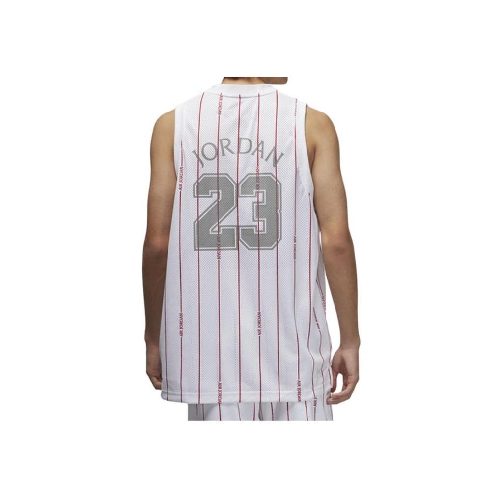 Jordan Striped Logo Loose Breathable Mesh Sports Vest Men Tops White DM1381-100