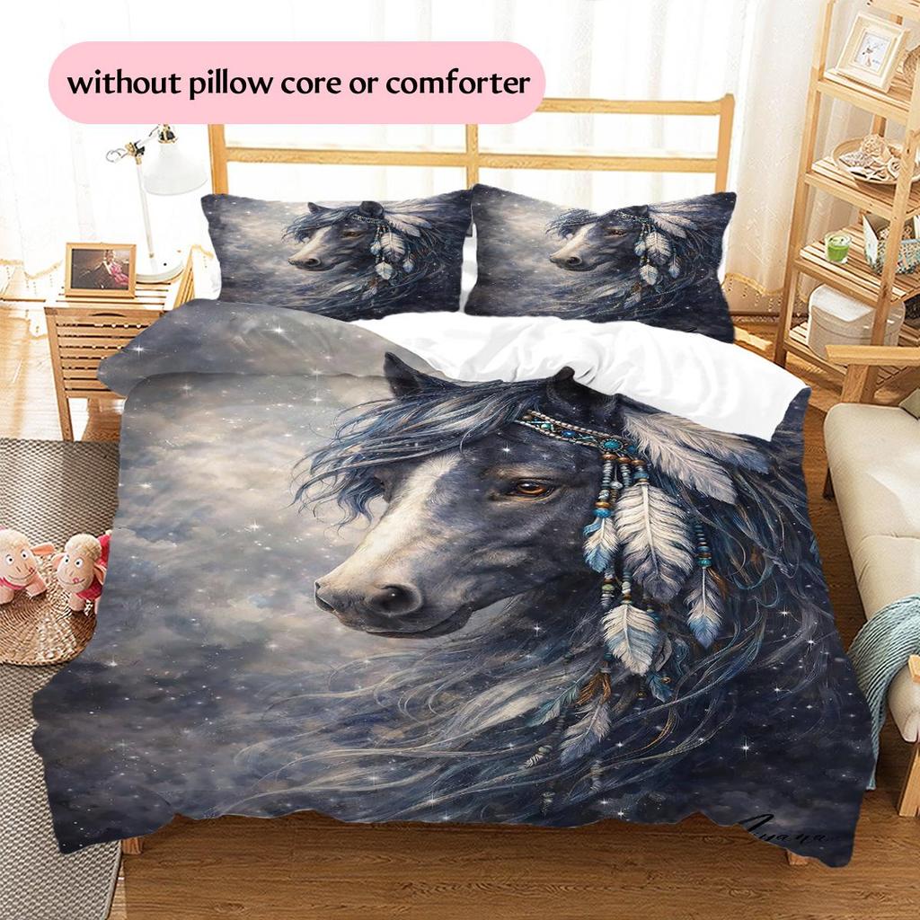 1PC Horse Bedding Quilt Set Quilt Cover Pillowcase Home Decoration Birthday Gift (1 * duvet cover + 2 * pillowcase, without core)