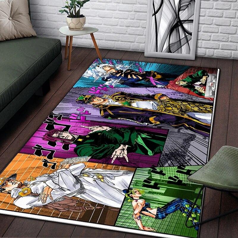 Jojo Anime Beautiful Painting Carpet for Living Room Large Area Rug Black Soft Carpet Home Decoration Mats Boho Rugs Picnic