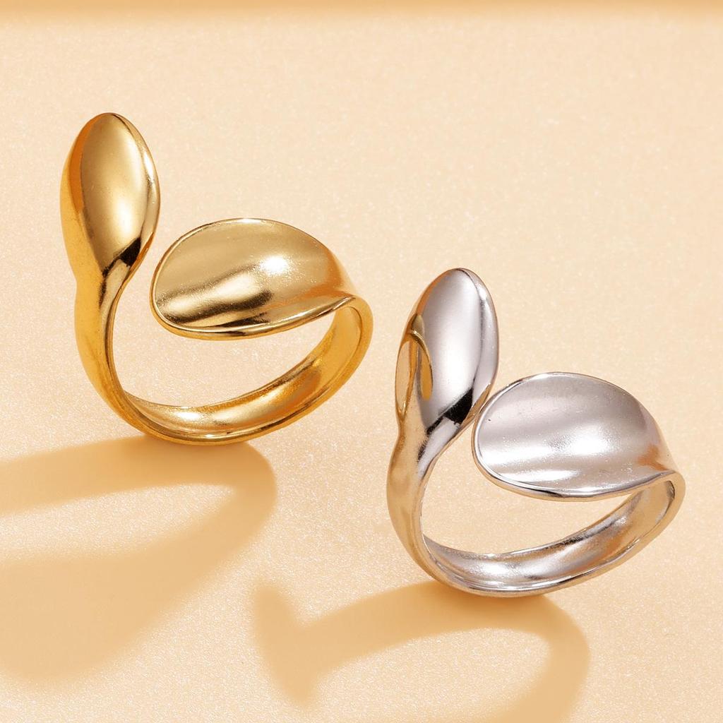 Elegant Stainless Steel Leaf Open Ring - Fashion Jewelry Gift for Friends