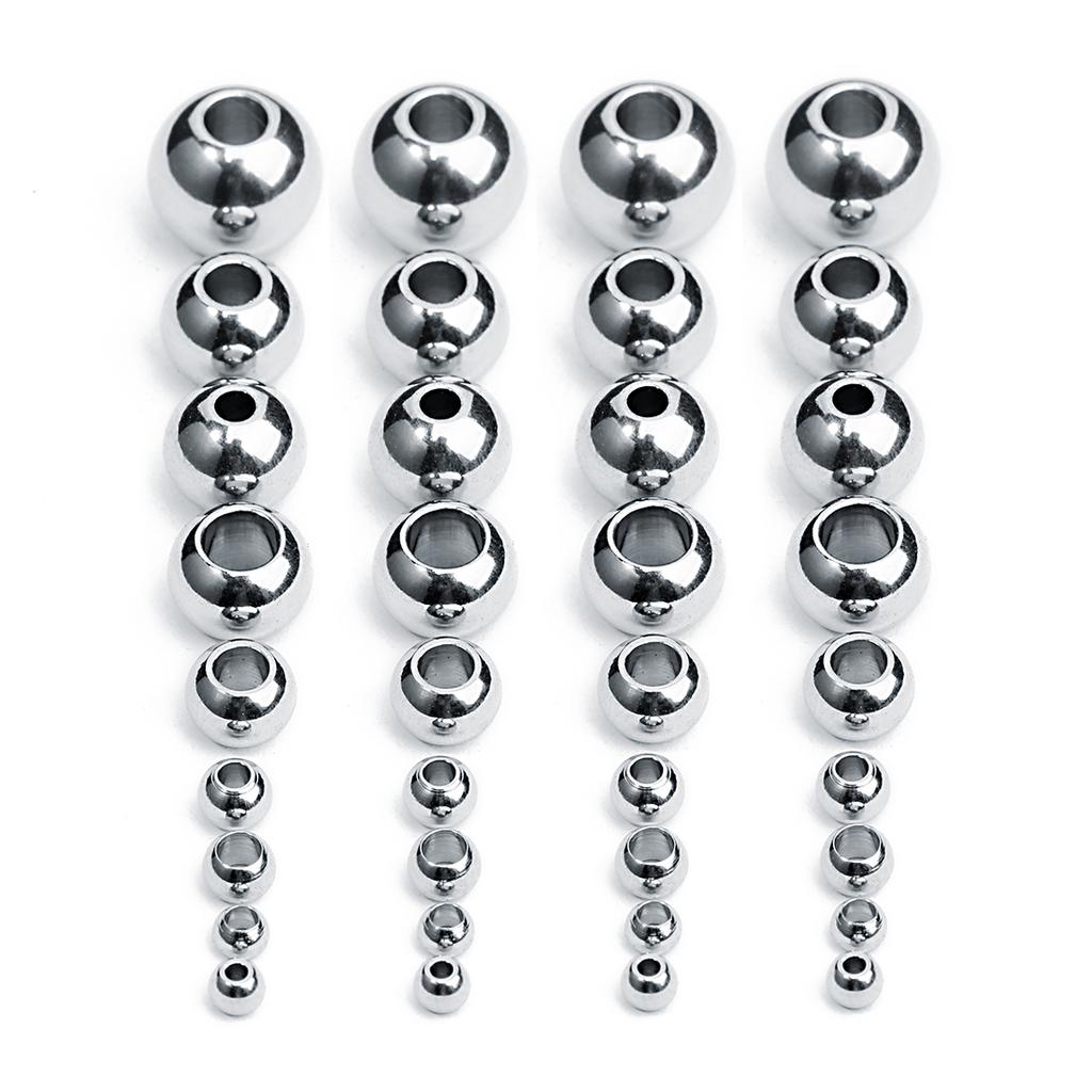 10-100pcs/lot 2-10mm Stainless Steel Ball Beads High Quality Gold Big Hole Loose Round Bead For DIY Jewelry Bracelet Accessories
