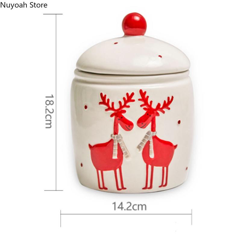 Creative Elk-shaped Ceramic Storage Jar Snack Storage Jar Ceramic Jar Christmas Storage Box Decoration Kitchen Storage Supplies