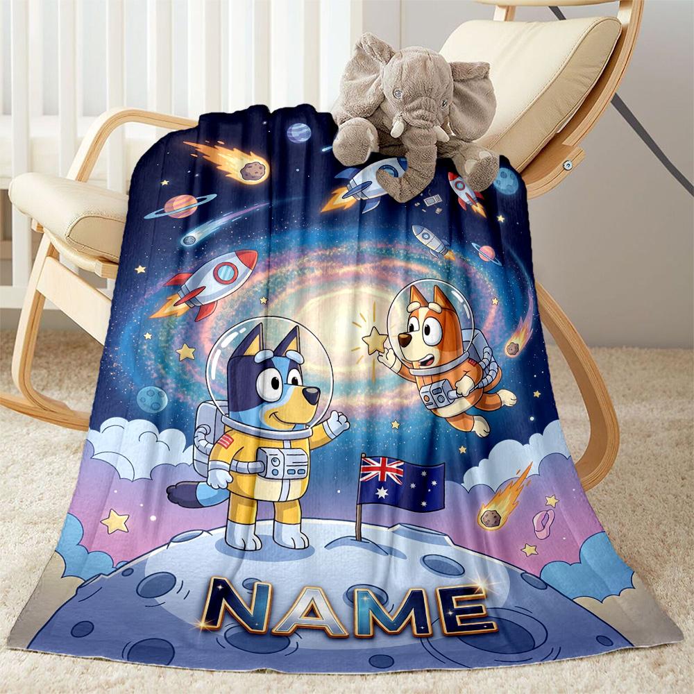 Bluey's Playful Pals Personalized Name Blanket Multi-purpose Personalized Blanket Soft & Cozy Versatile for Office Chair Picnics Sofa Bed