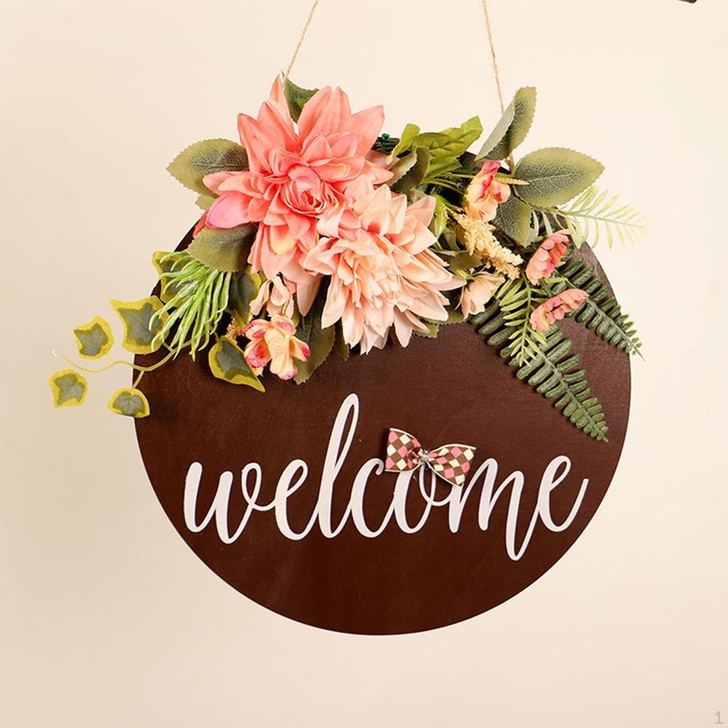 Welcome Door Sign Plaque Garland Wreath Ornament Holiday Porch Festive Decoration