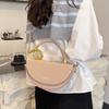 2025 New Fashionable Retro Semi-round Saddle Bag Texture Work Commuter One-shoulder Handbag Female