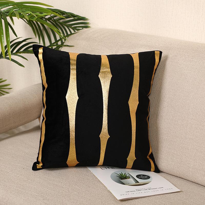 Li Velvet Bronzing Sofa Living Room Pillowcase Ins Style Nordic Car Waist Pillowcase Geometric Pattern