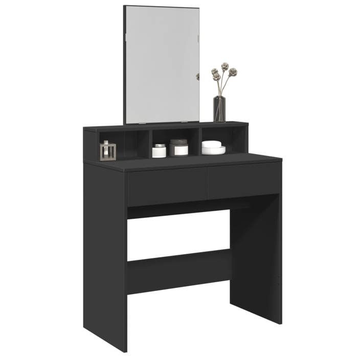 VidaXL Coiffeuse avec miroir noir 80x41x144,5 cm, table de maquillage, coiffeuse de chambre à coucher, coiffeuse avec 848172
