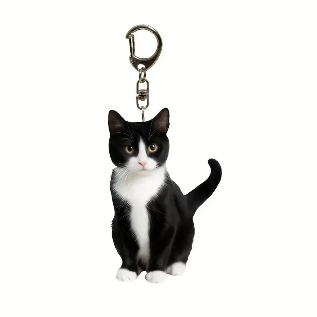 Lovely Cat Keychains Cow Cat British Shorthair Acrylic Pendant Children Funny Keychains Girl S Schoolbag Ornament Jewelry