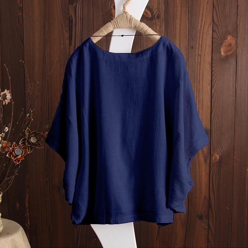 T-shirt Casual da Donna in Cotone e Righe con Maniche a Strati e Spalle Taglia L Nuova