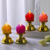 Lumină Electrică Exquisită Lotus Buddha cu Baterii, Lumină Led Sfântă Buddha, Lumânare Led Clipeitoare pentru Rugăciune, Lampă de Ceai, Decor pentru Casă