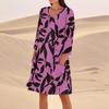 Women's 3/4 Sleeved Printed Fashion Loose Casual Dress