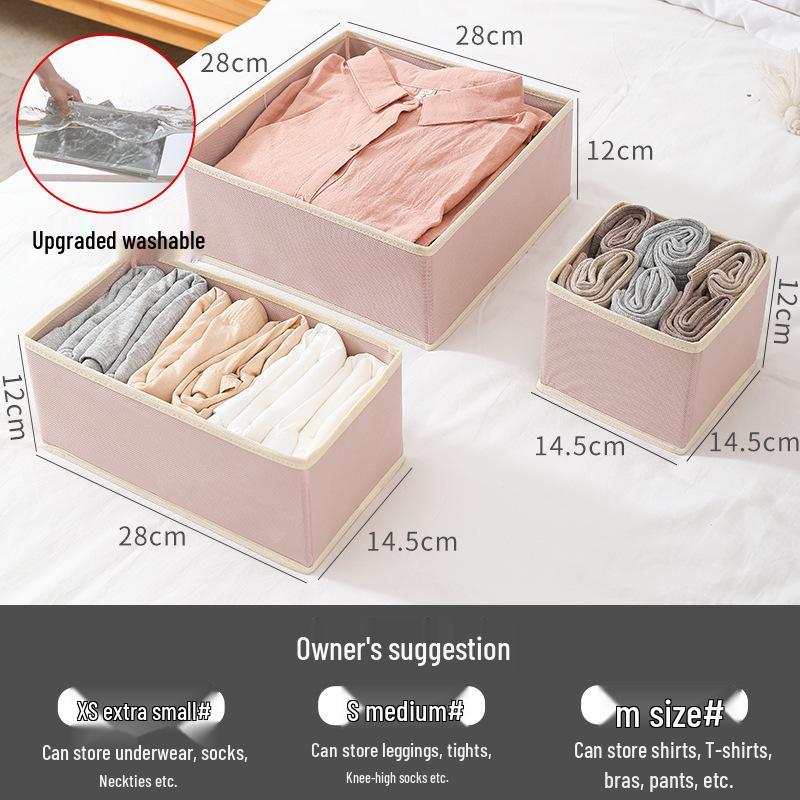 

3-Piece Lidless Socks and Underwear Organizer Storage Box Set with Bottom Plate and Zipper