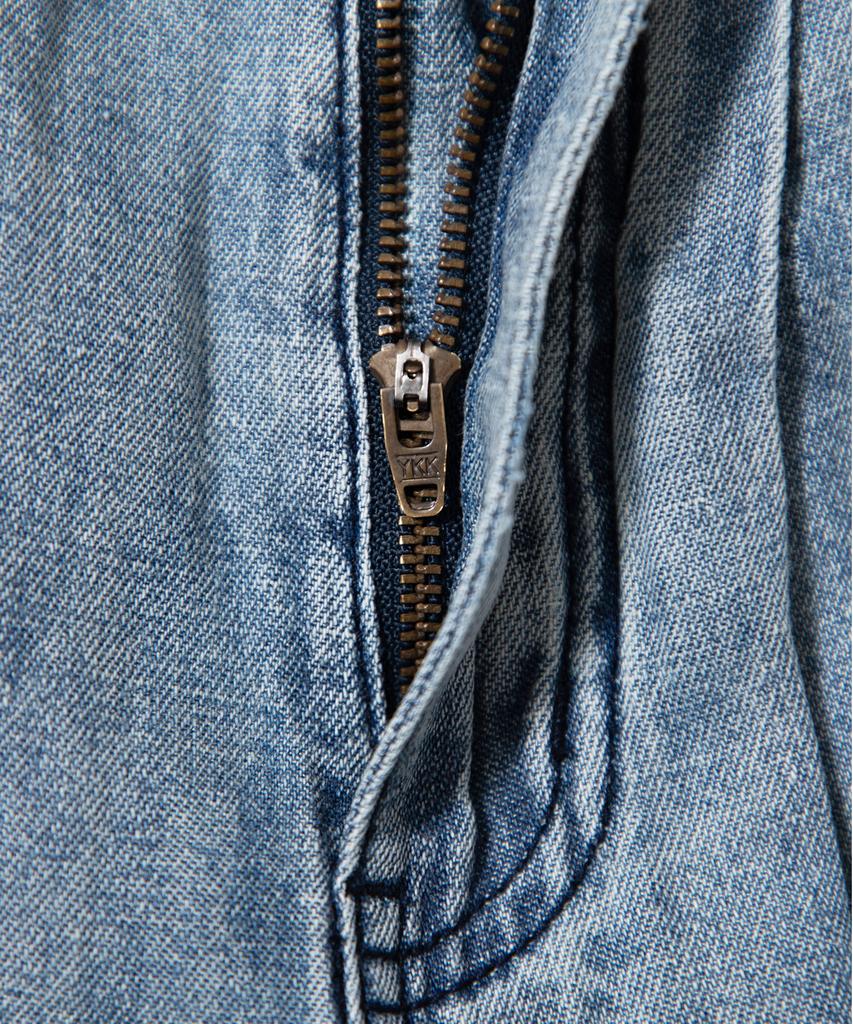 AOTT Linen Denim Wide Double-Pleat Bermuda Pants Light Blue