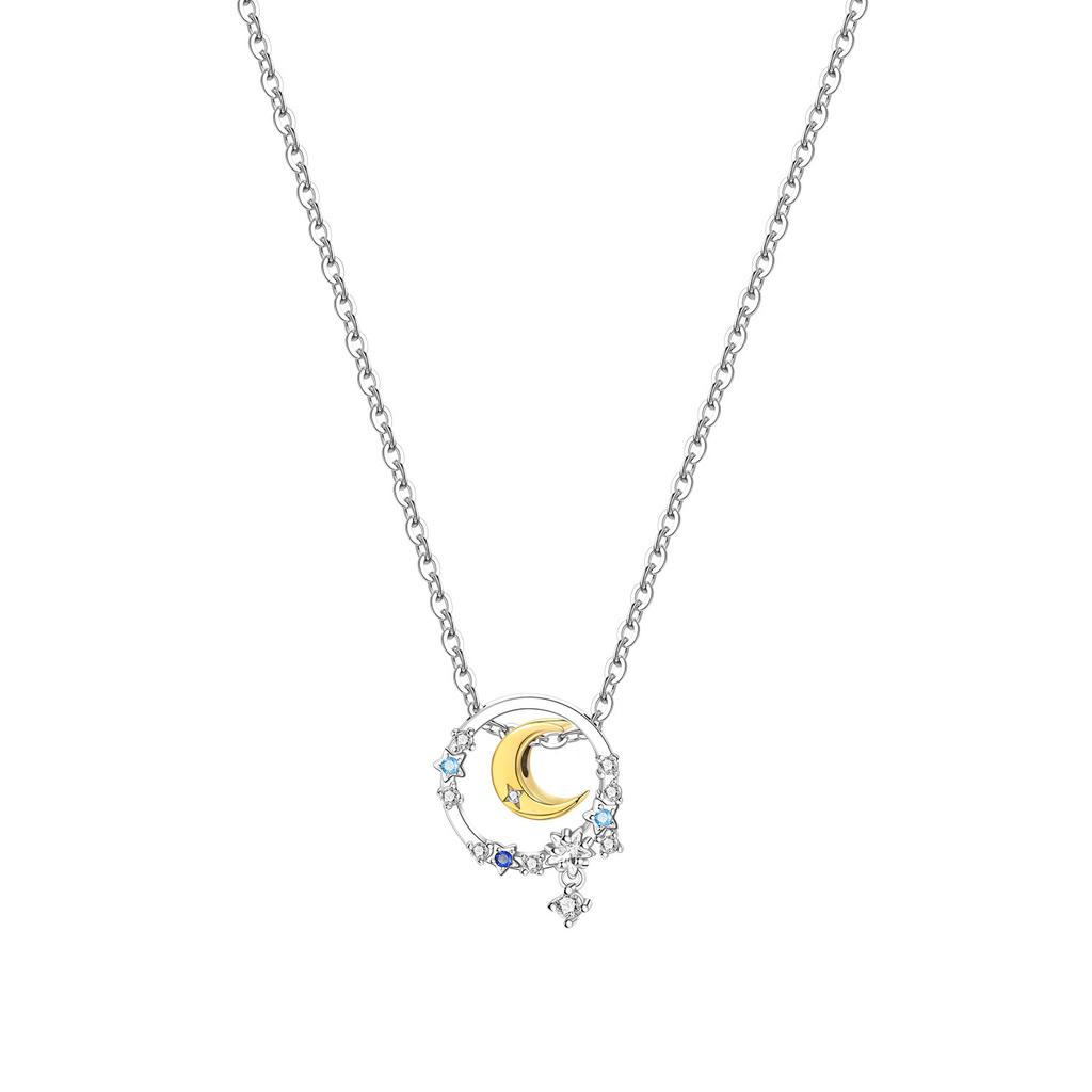 Orstarry S925 Silver Exquisite Star Moon Y-shaped Chain Pendant Necklace for Women Birthday Gifts Fashion Fine Jewelry