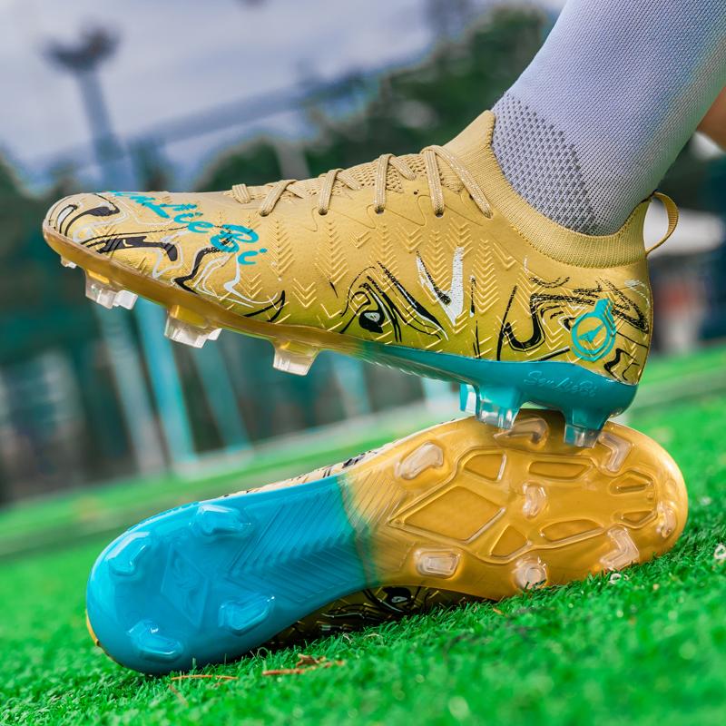 33-46 Men's High Top Elastic Sock Mouth Football Boots Outdoor Long Spikes Sports Football Boots Large Size Youth Sports Kid's Football Boots