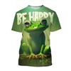 Summer Men 3d Printed Cute Animal Funny Frog Pattern T-Shirt Fashion O Collar Short Sleeve Loose Fun Plus Size Comfortable Top