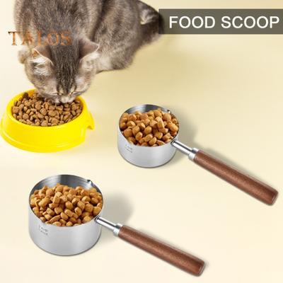 2 Adet Ölçüm Kaşığı Ahşap Saplı Evcil Hayvan Maması Kepçesi 125ml/250ml Paslanmaz Çelik Ölçüm Kapları Yemek Kaşığı Kahve Pişirme Ölçüm Kepçesi