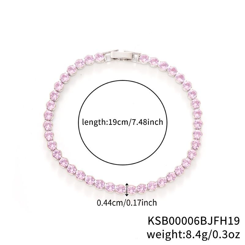 Mary Kashi Fashion Jewelry - Multi-sku Crystal Bracelet, Electroplated Aaa Cubic Zirconia Bracelet, Diamond-accented 4mm