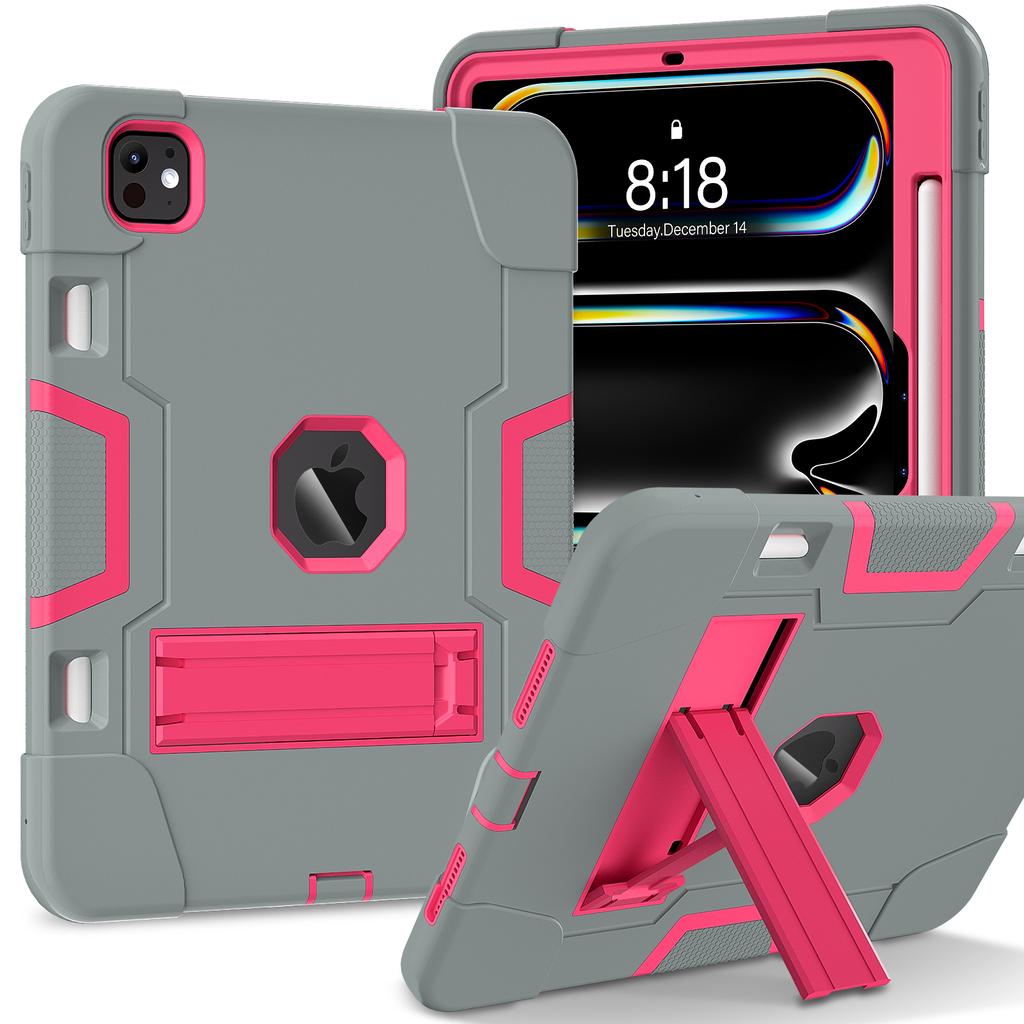 Rugged Kickstand Case For iPad Pro 11 2025 M5 2024 M4 A3357 A3358 A3359 A2836 A2837 A3006 PC Silicone Anti-Slip Cover Shockproof